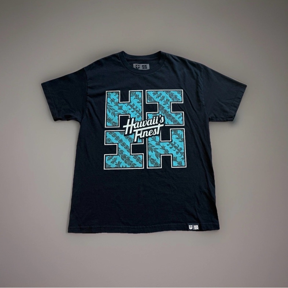 Hawaii’s Finest Men’s Large Black T-Shirt HIFI Floral Graphic Tee L